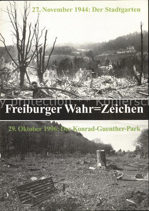 Freiburg Breisgau 1944 Stadtgarten zerstört bei Bombenang
