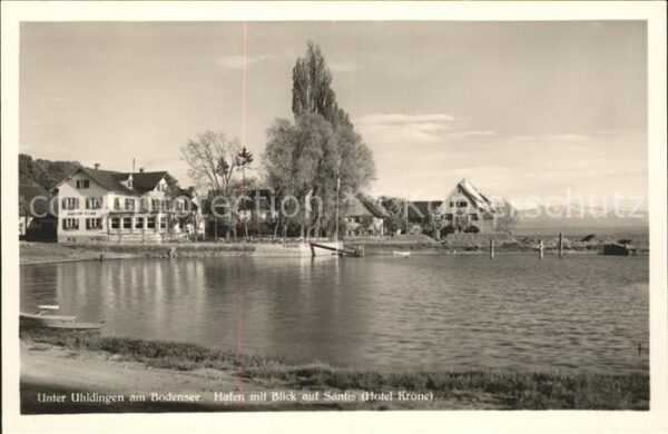 Unteruhldingen Bodensee Hafen mit Hotel Krone und Sänt