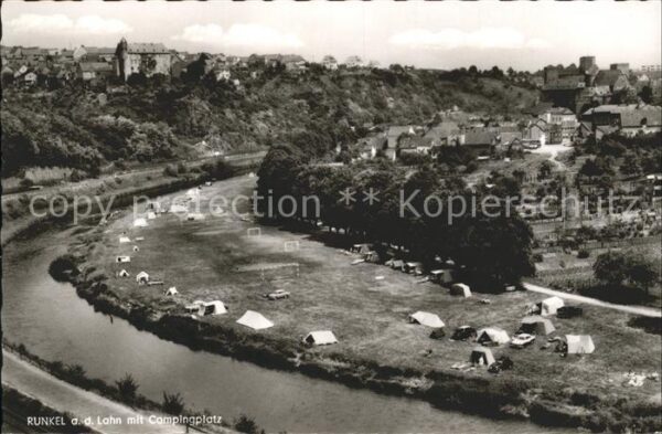 Runkel Lahn mit Campingplatz Fliegeraufnahme