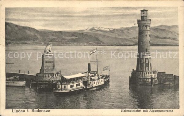 Dampfer Binnenschifffahrt Lindau im Bodensee Hafeneinfahrt Alpenp