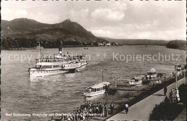 Dampfer Binnenschifffahrt Bad Godesberg Rheinufer Drachenfels Wol