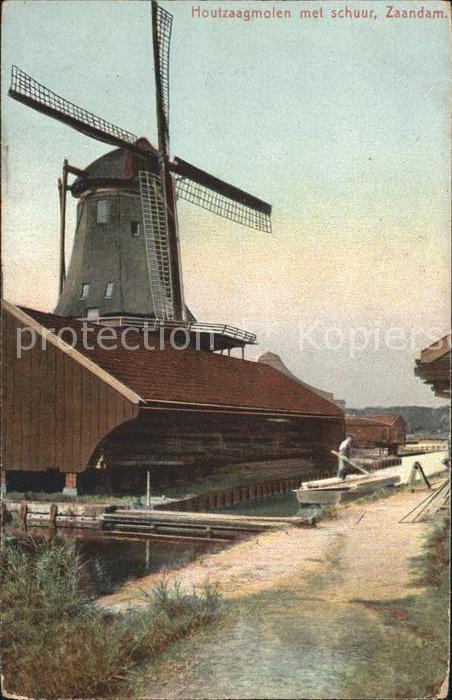 Windmuehle Houtzaagmolen met schuur Zaandam