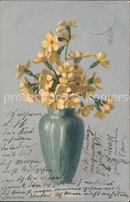 Blumen Schlüsselblumen Vase Litho