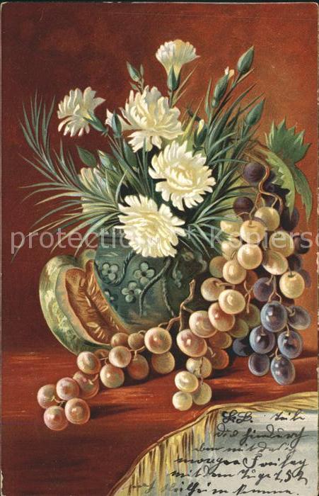 Blumen Nelken Trauben Litho