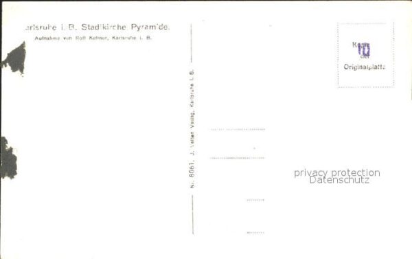 Foto Kellner Rolf Nr. 8061 Karlsruhe Stadtkirche Pyramide – Bild 2