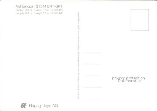 Schiffe Ships Navires MS Europa 21514 BRT/GRT Hapag-Lloyd – Bild 2