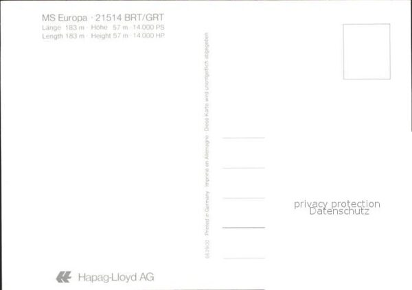Schiffe Ships Navires MS Europa 21514 BRT/GRT Hapag-Lloyd – Bild 2