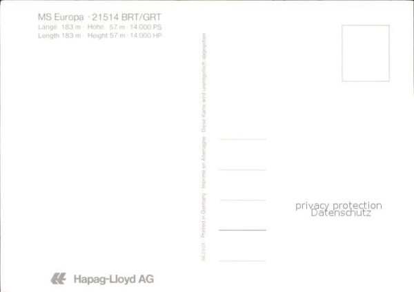 Schiffe Ships Navires MS Europa 21514 BRT/GRT Hapag-Lloyd – Bild 2