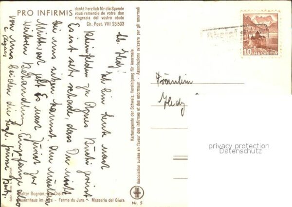 Kuenstlerkarte Walter Bugnon Bauernhaus im Jura Spende – Bild 2