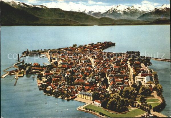 Lindau Bodensee Alpenpanorama Fliegeraufnahme