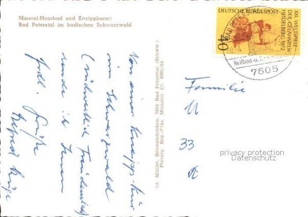 Bad Peterstal-Griesbach Mineralbad Moorbad Kneippkurort Schwarz – Bild 2