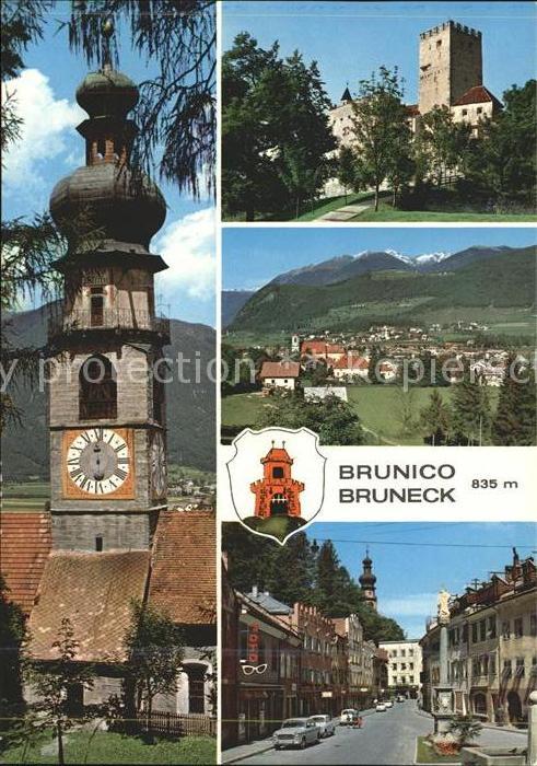 Bruneck Kirche Burg Strassenpartie Brunnen Alpe