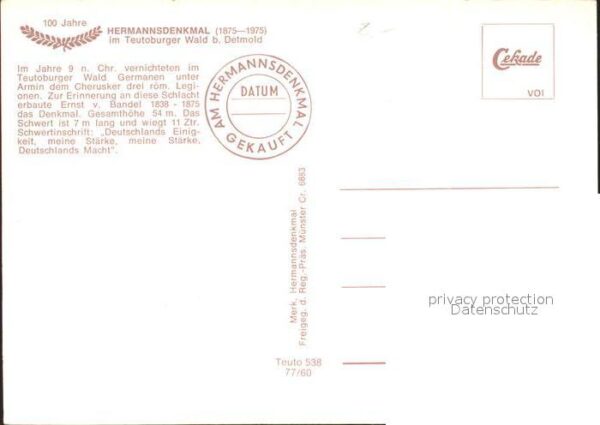 Detmold Hermannsdenkmal Teutoburger Wald Geschi – Bild 2
