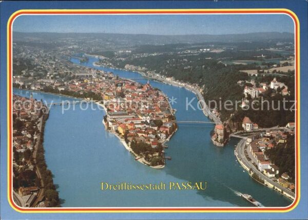 Passau Inn Donau Ilz Fliegeraufnahme