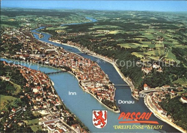 Passau Inn Donau Ilz Fliegeraufnahme