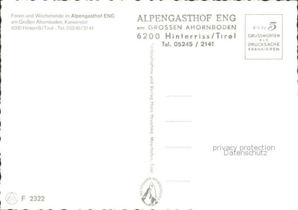 Hinterriss Tirol Alpengasthof Eng am Grossen Ahornboden – Bild 2