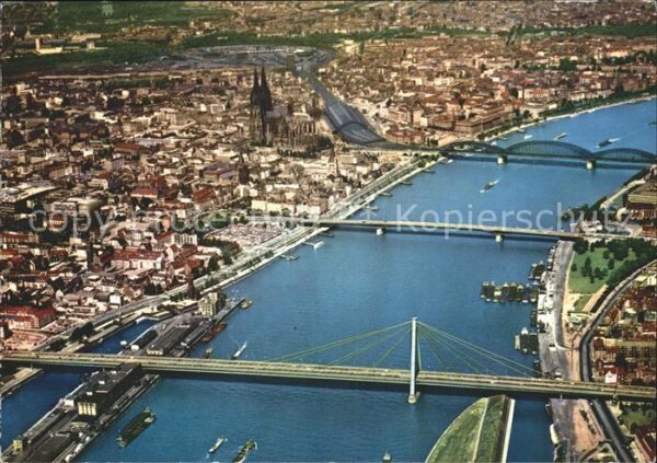 Koeln Rhein Brücken Dom Fliegeraufnahme