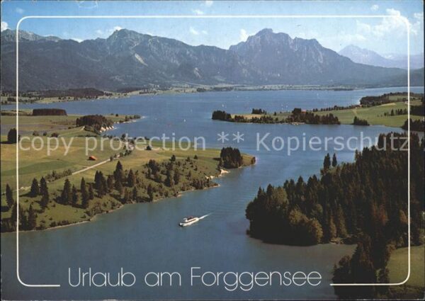 Fuessen Allgaeu Forggensee Blick gegen Tegelberg und Sä