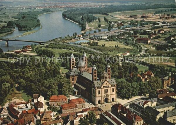 Speyer Rhein Dom Rheinbrücke Fliegeraufnahme