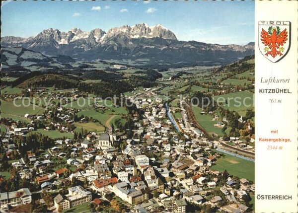 Kitzbuehel Tirol mit Kaisergebirge Luftkurort Wappen Fli