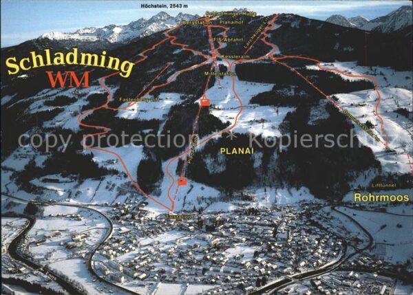 Schladming Obersteiermark FIS Abfahrt WM Stadt Fliegeraufnahme Wi