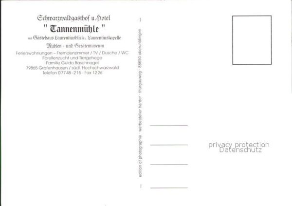 Grafenhausen Schwarzwald Schwarzwaldgasthof Tannenmühle – Bild 2