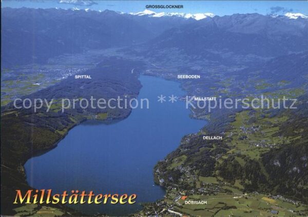 Millstaettersee Fliegeraufnahme mit Döbriach Dellach Se