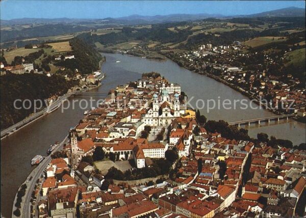 Passau Fliegeraufnahme Dreiflüssestadt Donau I