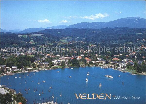 Velden Woerthersee Fliegeraufnahme See-Bucht mit Schloss u