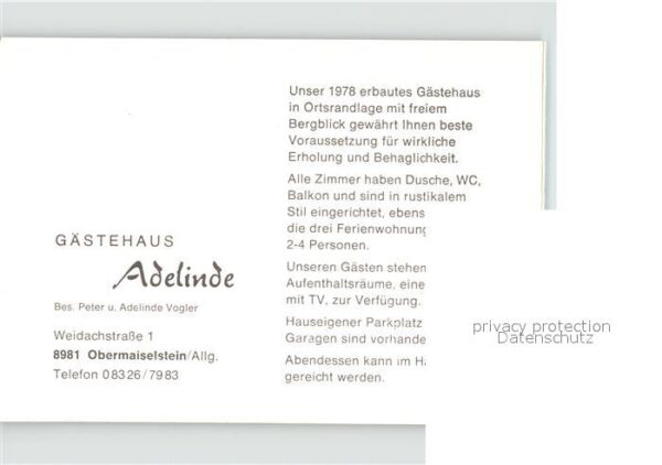 Obermaiselstein Gasthaus Pension Adelinde – Bild 2