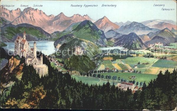 Fuessen Allgaeu Schloss Neuschwanstein  Künstlerkarte