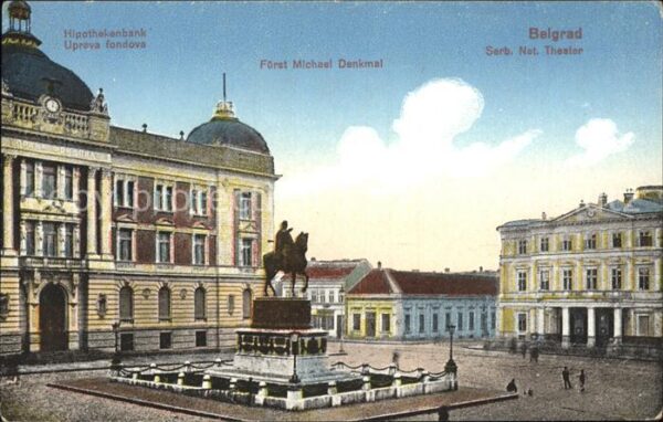 Belgrad Serbien Nationaltheater Fürst Michael Denkmal