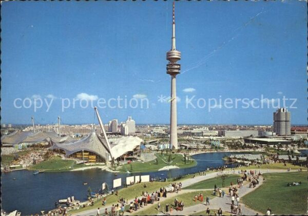 Muenchen Olympiagelände Turm und BMW-Hochhaus