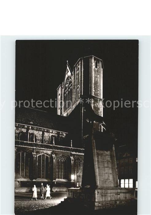Braunschweig Dom und Burglöwe bei Nacht