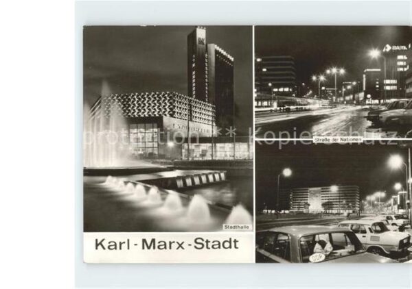 Karl-Marx-Stadt Stadthalle Strasse der Nationen bei Nac