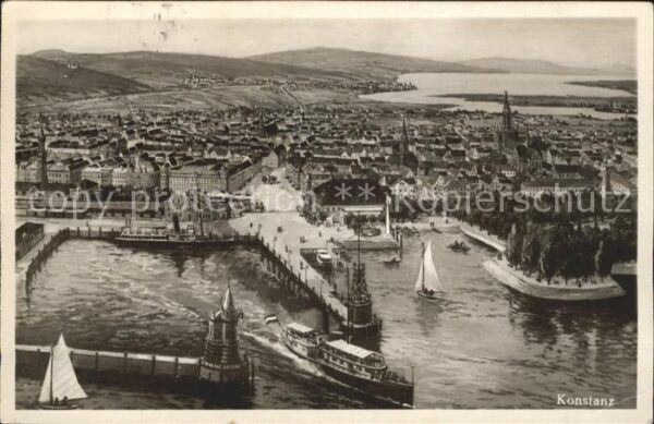 Konstanz Bodensee Hafeneinfahrt Schiffe Panorama Fliegera
