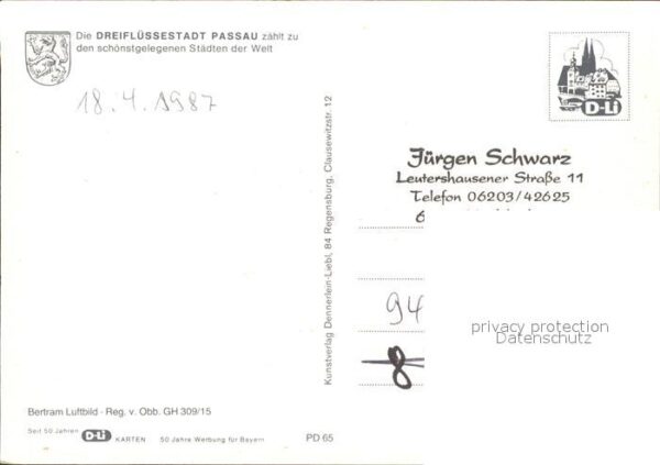 Passau Fliegeraufnahme Dreifüssestadt Inn Dona – Bild 2