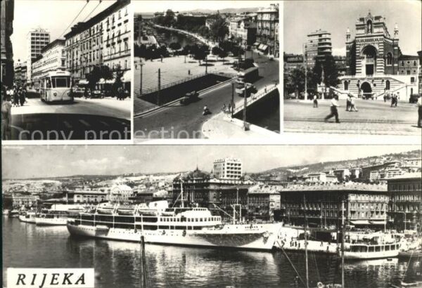 Rijeka Fiume Hafen Schiff Strassenbahn