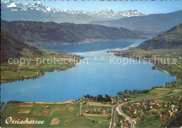 Ossiachersee Fliegeraufnahme mit Julischen Alpen