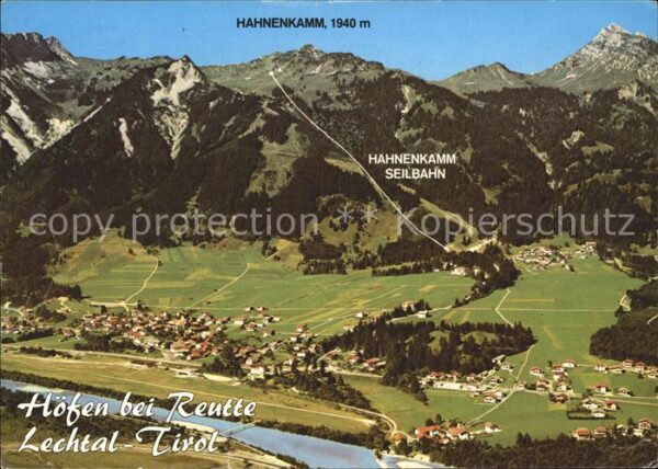 Reutte Tirol Fliegeraufnahme Höfen Hahnenkamm-Seilba