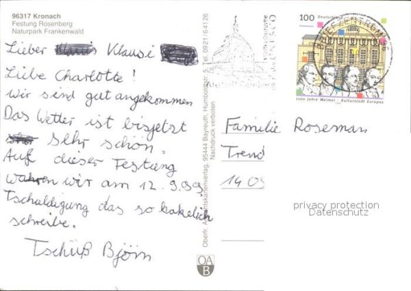 Kronach Oberfranken Veste Rosenberg Fliegeraufnahme – Bild 2