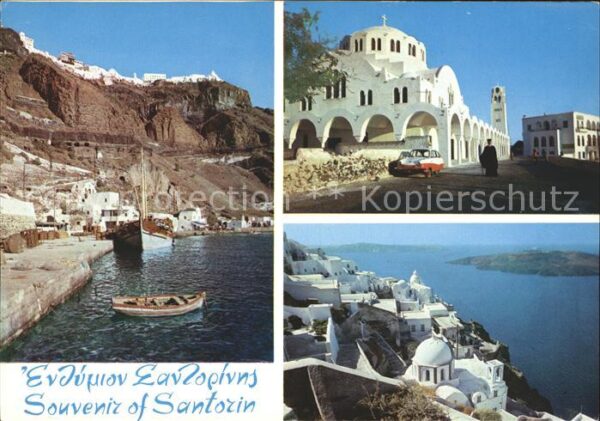 Santorin Aegaeis Hafen und Ansicht von Fira Metropolis