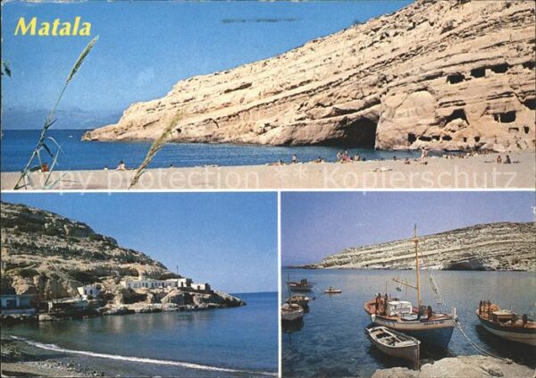 Matala Strand Bucht Fischerboote im Hafen