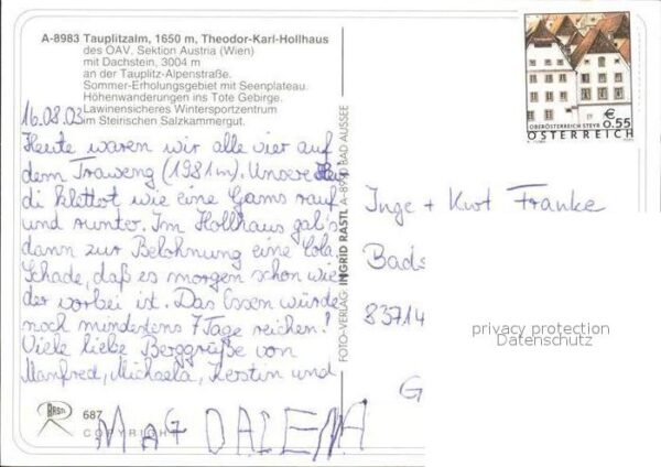 Tauplitzalm Theodor Karl Hollhaus mit Dachstein – Bild 2