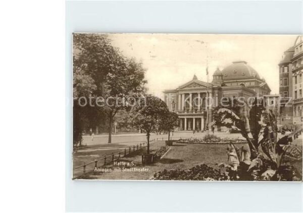 Halle Saale Anlagen mit Stadttheater