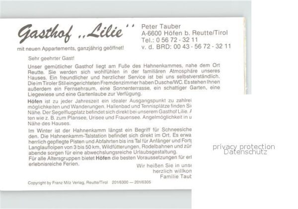 Hoefen Tirol Gasthof Lilie – Bild 2