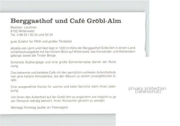 Mittenwald Bayern Berggasthof und Cafe Gröbl Alm – Bild 2