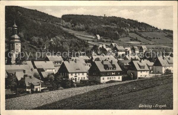 Geising Erzgebirge Ortsansicht mit Kirche