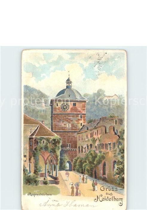 Heidelberg Neckar Ruprechtsbau Künstlerkarte