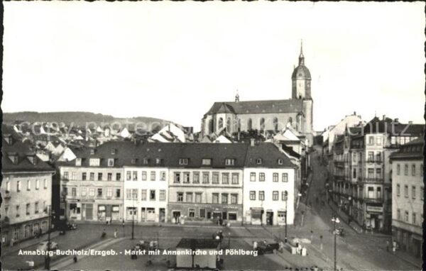 Buchholz Annaberg Markt mit Annenkirche und Pöhlberg
